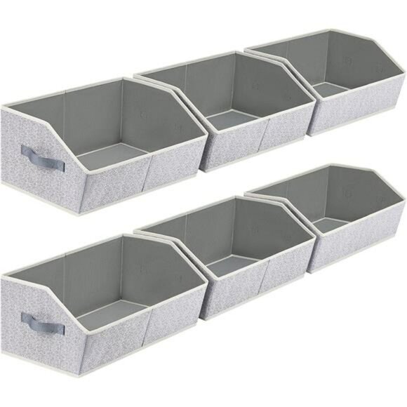 Closet Storage Bins 6 Pack Large Fabric Organizer Baskets with Handles Collapsib - Picture 1 of 7